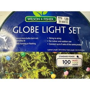 Wilson & Fisher Multicolor Globe Light Set 100 Count New in Package Indoor/Out